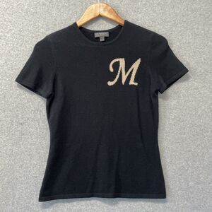 Classiques Entier 100% cashmere black sweater Sz 1 (small) Office Siren Letter M